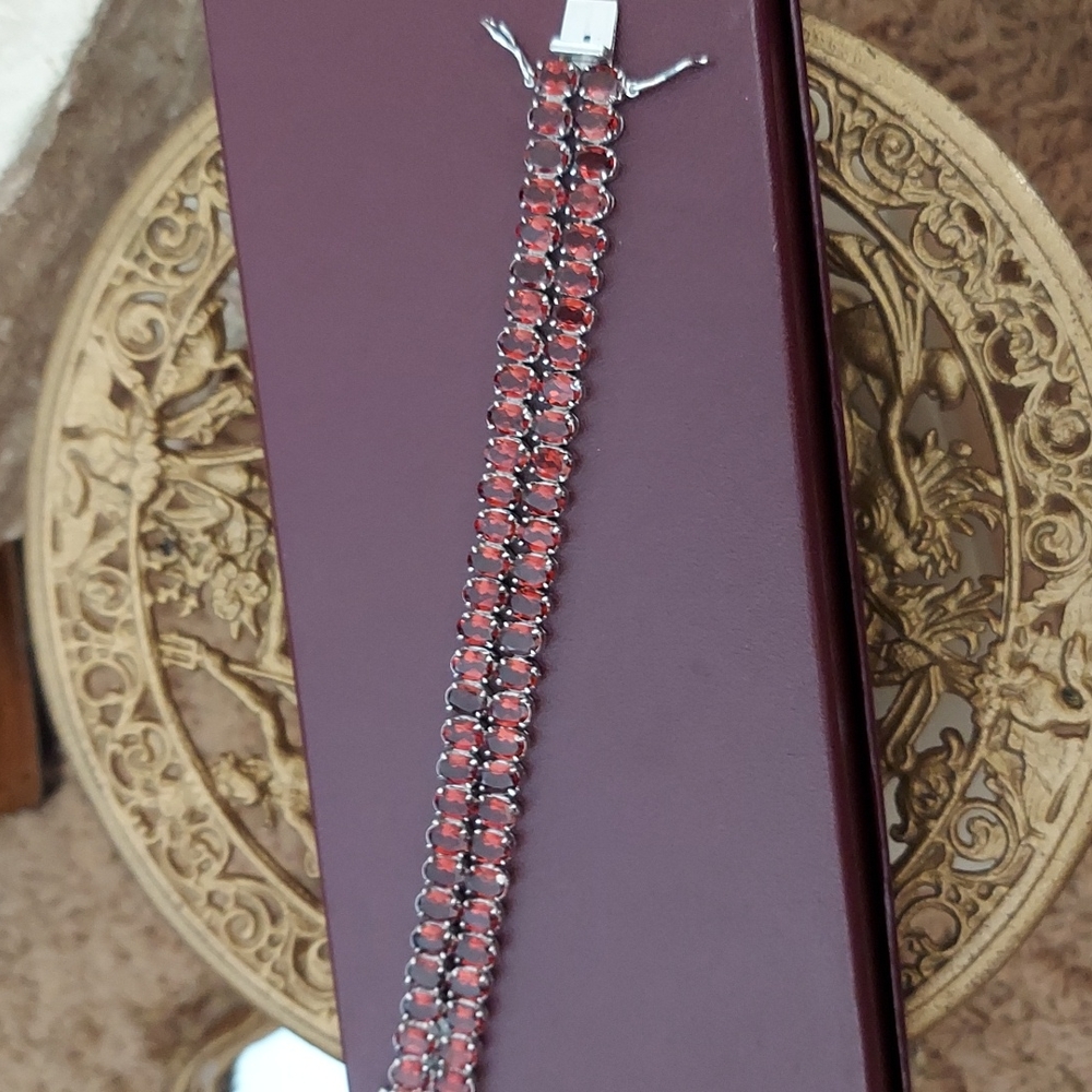 Sterling Silver Garnet Bracelet
